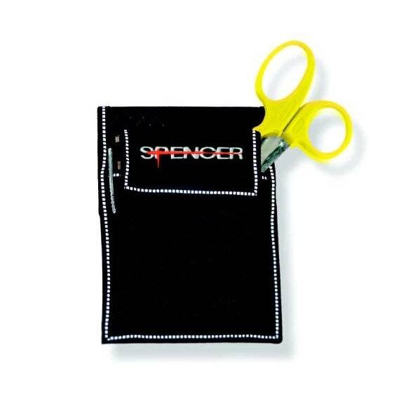 Holster equipada Match 1 Kit Spencer. Formado por Pocket Holster recipiente com revestimento, caneta quebra-vidro Match 1, tesoura Universal, lanterna TWK 040.