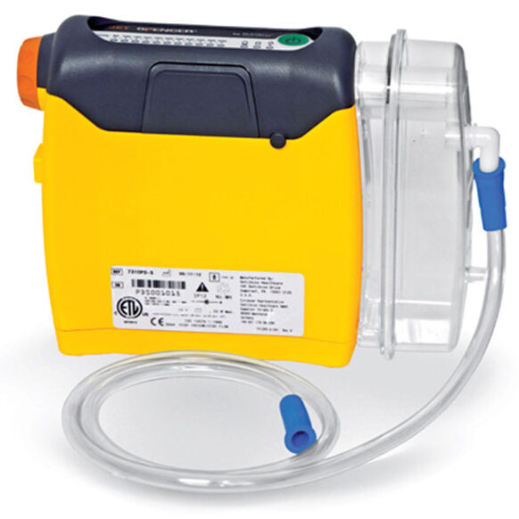 Aspirador de secreções Spencer Jet Compact, utilização em hospital, ambulâncias, médicos, enfermeiros, bombeiros, aspiração, via aérea, reanimação, intubação.