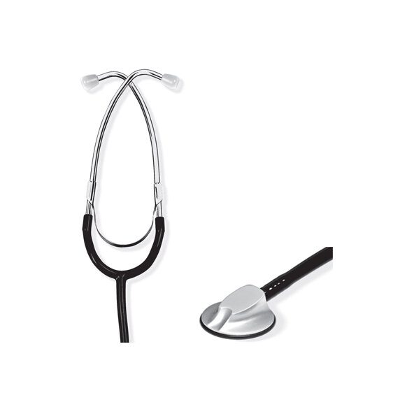 Estetoscópio cardiológico Spencer DGX601 preto é concebido para uma auscultação precisa e fiável dos sons cardíacos. Acústica de qualidade. Em aço inoxidável.