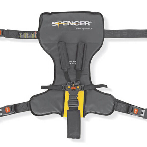 Sistema de Retenção pediátrica Fixo Kid Spencer ® projetado para a segurança de vitimas pediátricas. Cinto fixação ajustável, a facil utilização, desinfetável.