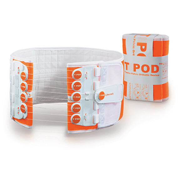 Dispositivo de Estabilização Pélvica Arrow ® T-POD ™, para o trauma pélvico. Sistema de polias estabilização rápida, radiotransparente e ajustável à anatomia.